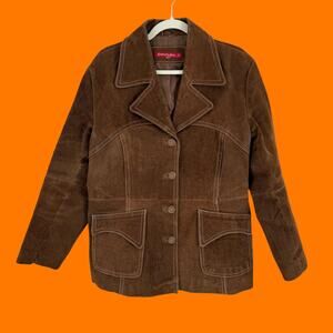 90's 00's vintage brown suede 100% leather y2k jacket LARGE